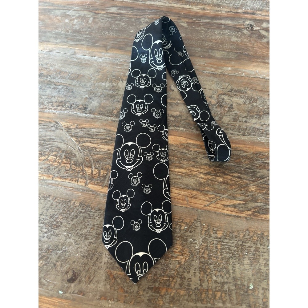 Vintage Disney Mickey Unlimited Balancine Necktie Tie Black White Mickey Mouse